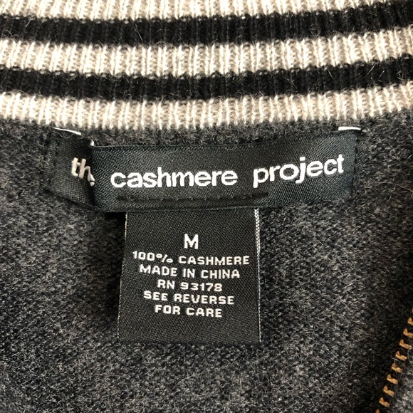 The Cashmere Project Sweater Men's M 1/4 Zip Mock Neck Dark Gray 100% Cashmere - Picture 10 of 13